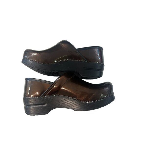 Dansko Brown Bronze Patent Leather Clogs Professional Comfort Shoe 38 US 7.5 8 - Picture 1 of 7
